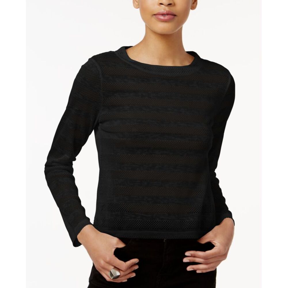 Bar III Mesh Striped Top